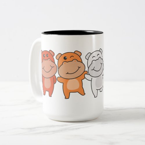 Lesbian Flag Pride Lgbtq Cute Hippo Two_Tone Coffe Two_Tone Coffee Mug