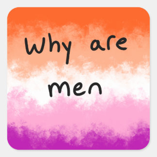 Lesbian flag sticker "why are men" quote