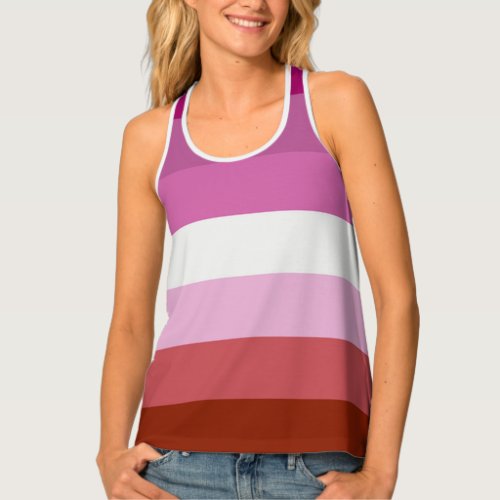Lesbian Flag Stripes All Over  Pride Tank Top