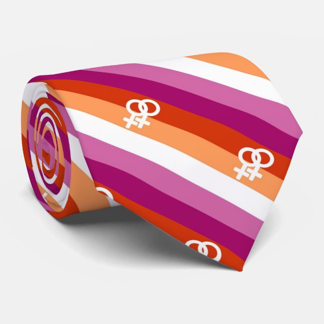 Lesbian Flag Symbol Neck Tie (Rolled)
