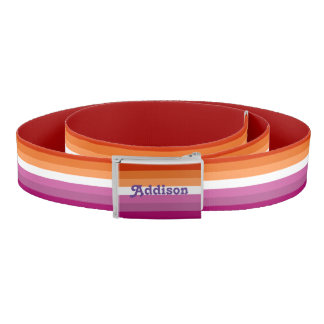 Lesbian flag with personalized name gift belt