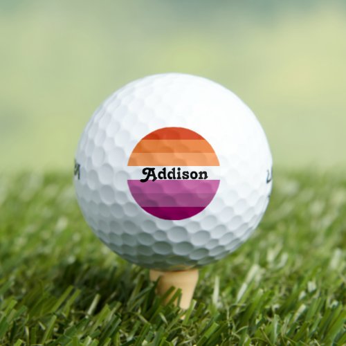 Lesbian flag with personalized name gift golf balls