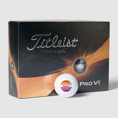 Lesbian flag with personalized name gift golf balls