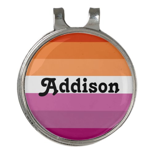 Lesbian flag with personalized name gift golf hat clip