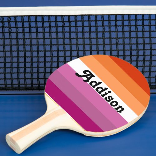 Lesbian flag with personalized name gift ping pong paddle