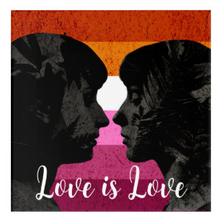 Lesbian Flag with Two Woman Silhouettes Acrylic Print