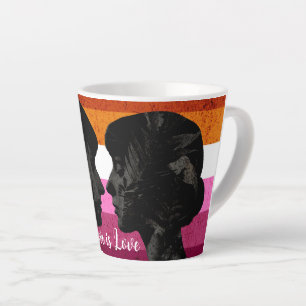 Lesbian Flag with Two Woman Silhouettes Latte Mug