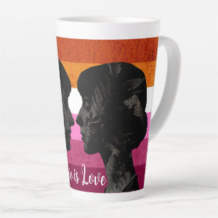 Lesbian Flag with Two Woman Silhouettes Latte Mug