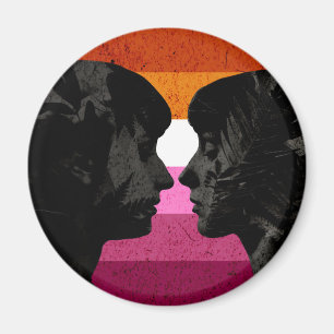 Lesbian Flag with Two Woman Silhouettes Magnet