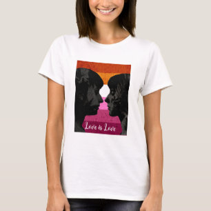 Lesbian Flag with Two Woman Silhouettes T-Shirt