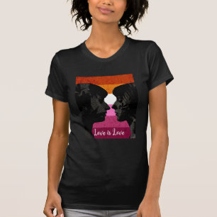 Lesbian Flag with Two Woman Silhouettes T-Shirt
