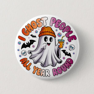 Lesbian Funny Halloween – I Ghost People Button