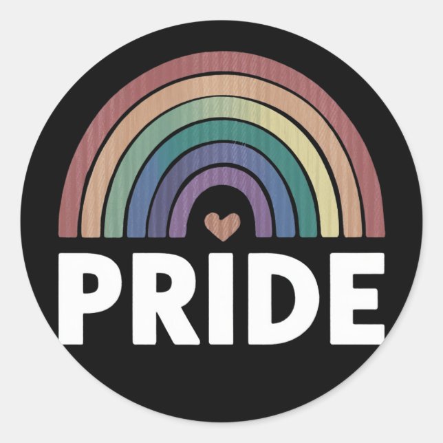 Lesbian Funny LGBT Gay Pride Rainbow  Classic Round Sticker (Front)