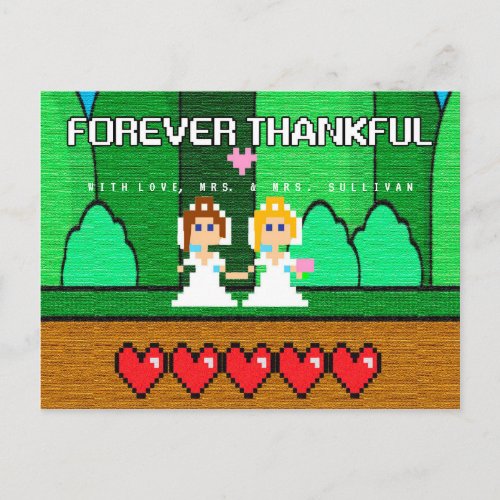 Lesbian Gaming Level Up Wedding Thank You Cards