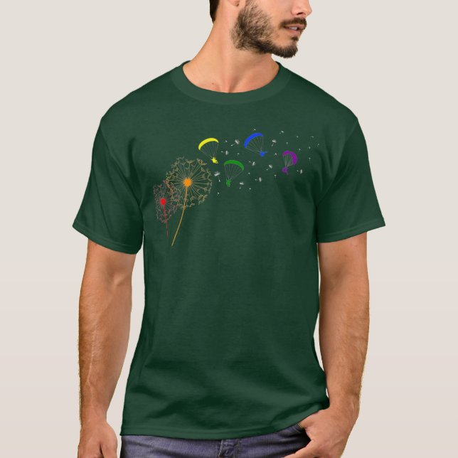 Lesbian  Gay LGBT Dandelion Paragliding T-Shirt (Front)
