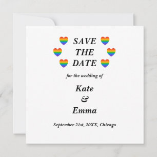 Lesbian Gay LGBTQ Rainbow Heart Wedding Save The Date