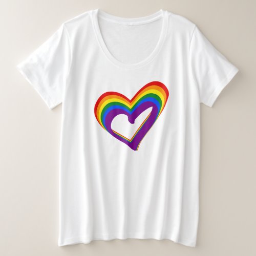 Lesbian Gay Pride LGBT Rainbow Flag Heart Logo Plus Size T_Shirt