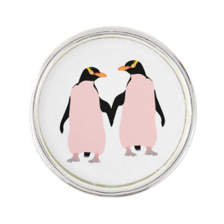 Lesbian Gay Pride Penguins Holding Hands Pin