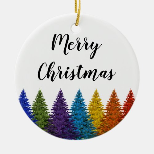 Lesbian Gay Pride Rainbow Flag Christmas Tree Ceramic Ornament