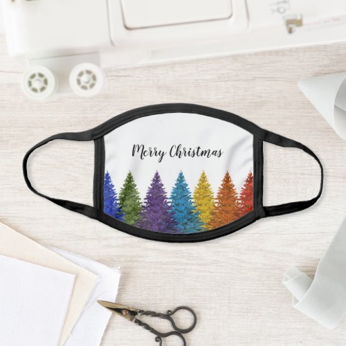 Lesbian Gay Pride Rainbow Flag Christmas Tree Face Mask