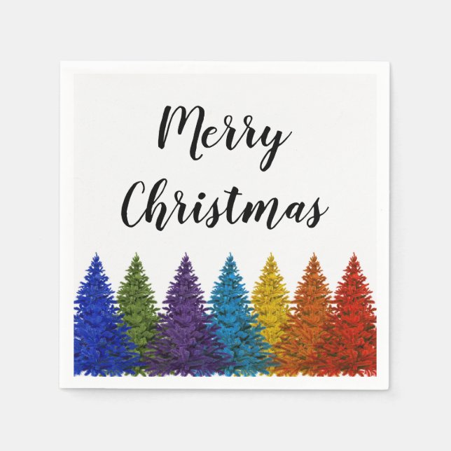 Lesbian Gay Pride Rainbow Flag Christmas Tree Paper Napkins (Front)