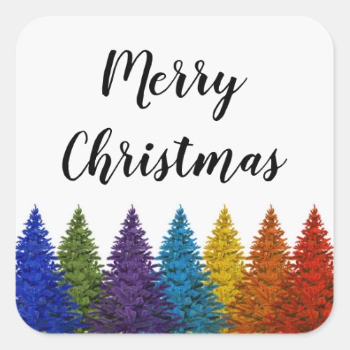 Lesbian Gay Pride Rainbow Flag Christmas Tree Square Sticker