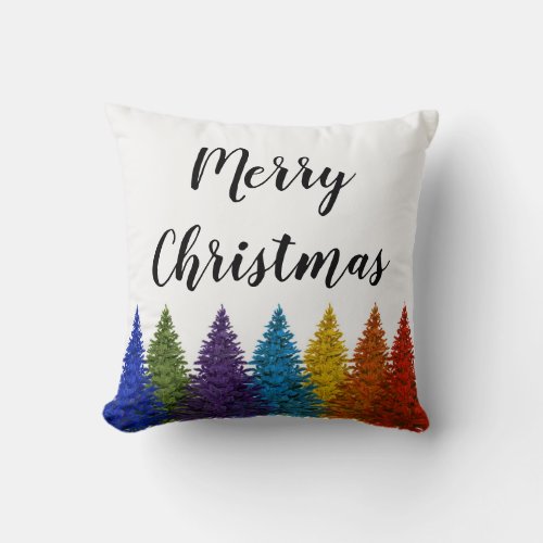 Lesbian Gay Pride Rainbow Flag Christmas Tree Throw Pillow