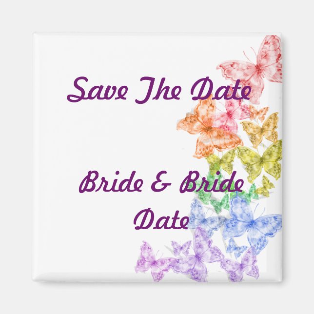 Lesbian Gay Save the Date Wedding Magnets (Front)