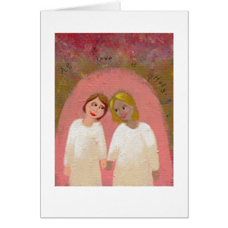 Lesbian gay wedding folk art - Legally Wed Cards