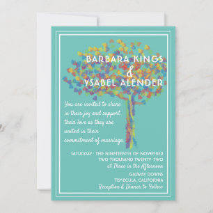 Lesbian Gay Wedding Invitation Love is Love Tree
