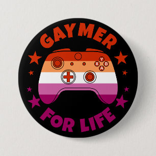 Lesbian Gaymer For Life Cute Gamer Controller Button