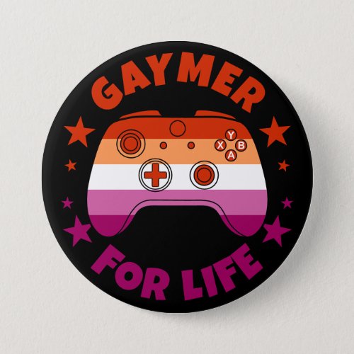 Lesbian Gaymer For Life Video Game Controller Button