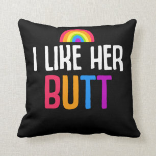 Lesbian Girlfriend Butt LGBT Couple Quote Throw Pillow