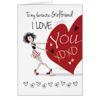 Lesbian, Girlfriend Valentine, Quirky Girl & Heart Card