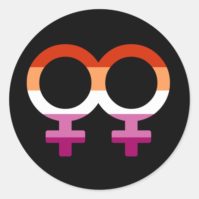 Lesbian Glyphs | Lesbian Pride Classic Round Sticker (Front)