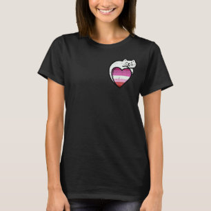 Lesbian Heart Cat Pocket Femme Love Lgbt Pride Fla T-Shirt