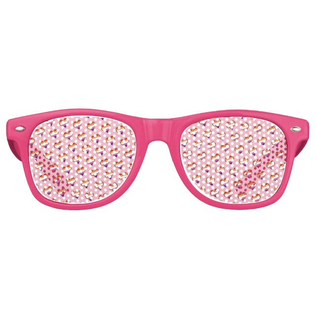 Lesbian Heart Pattern Retro Sunglasses (Front)