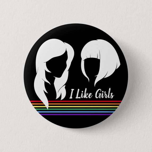 Lesbian I Like Girls Gay Women Pride Button (Front)