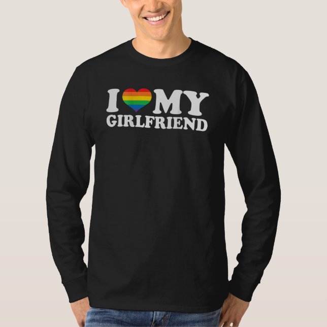 Lesbian I Love My Girlfriend Lgbt Heart My Girlfri T-Shirt (Front)