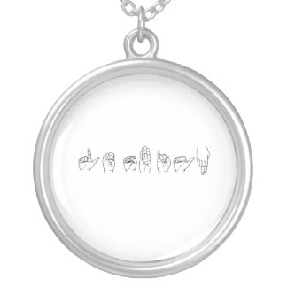 Lesbian in Sign Language Silver Plated Necklace