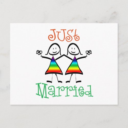 Lesbian Just Married Announcement Postcard