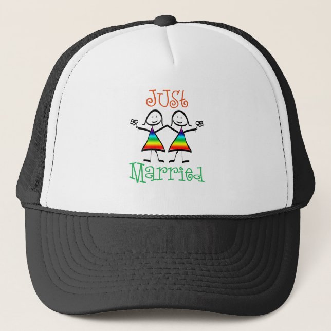 Lesbian Just Married Trucker Hat (Front)