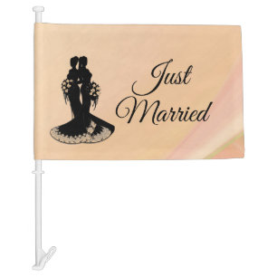 Lesbian Just Married Wedding Car Flag