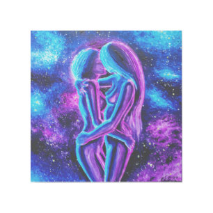 Lesbian kiss in blue and purple gallery wrap
