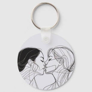 Lesbian Kiss Matching Couples Keychain