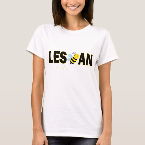 Lesbian LGBT Pride Bee Cute Modern Typography T_Shirt