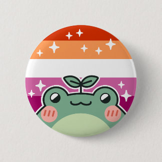 Lesbian LGBT Pride Flag Frog Button
