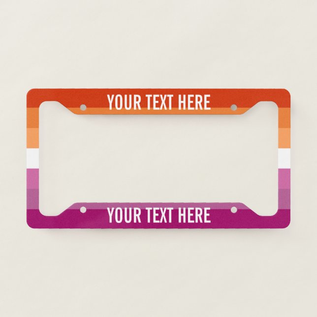 Lesbian LGBTQ+ Pride Flag License Plate Frame (Front)