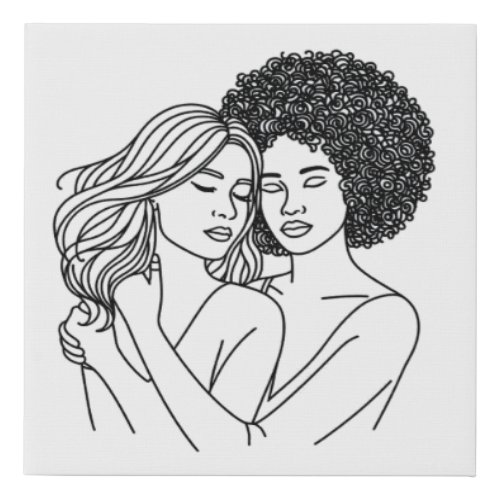 Lesbian love faux canvas print