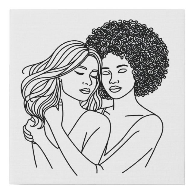 Lesbian love faux canvas print (Front)